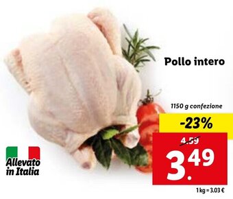 Lidl Pollo intero 1150 g confezione offerta
