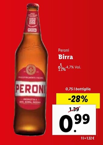 Lidl Peroni Birra 4,7% Vol. offerta