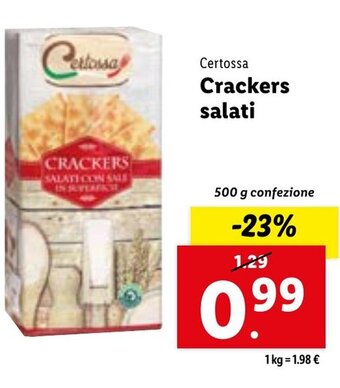 Lidl Certossa Crackers salati 500 g confezione offerta