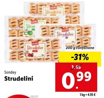 Lidl Sondey Strudelini 200 g confezione offerta