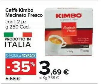 Carrefour Market Kimbo Caffè Macinato Fresco 500 G(ml) offerta