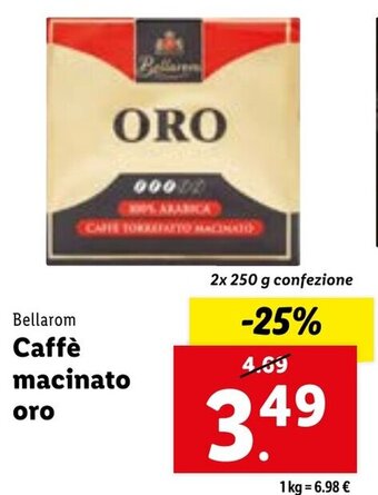 Lidl Bellarom Caffè macinato 2x 250 g confezione offerta