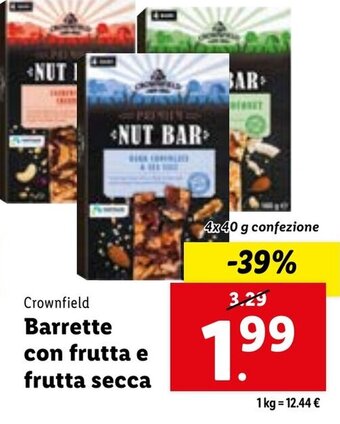 Lidl Crownfield Barrette con frutta e frutta secca 4x40 g confezione offerta