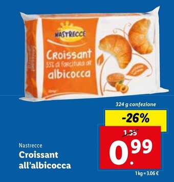 Lidl Nastrecce Croissant all'albicocca 324 g confezione offerta