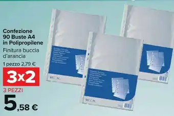 Carrefour Market Confezione 90 Buste A4 In Polipropilene Finitura Buccia Arancia offerta