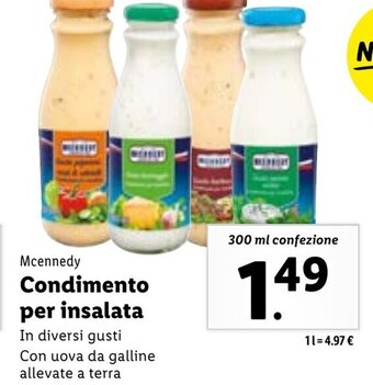Lidl Mcennedy Condimento per insalata 300 ml confezione offerta