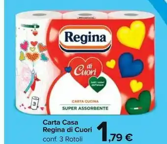 Carrefour Market Regina Carta Casa Di Cuori 3 Rotoli offerta