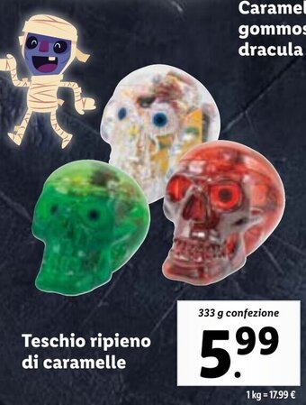 Teschio ripieno di caramelle 333 g confezione