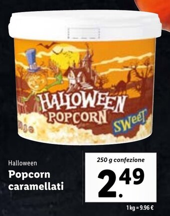 Lidl Halloween Popcorn caramellati 250 g confezione offerta