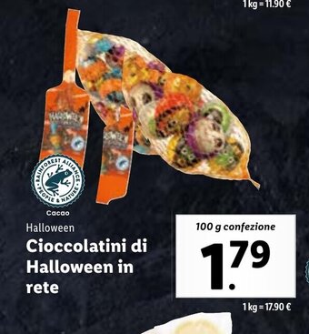 Lidl Halloween Cioccolatini di Halloween in rete 100 g confezione offerta