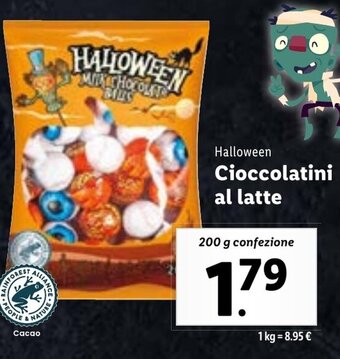 Lidl Halloween Cioccolatini al latte 200 g confezione offerta