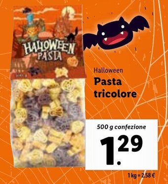 Lidl Halloween Pasta tricolore 500 g confezione offerta
