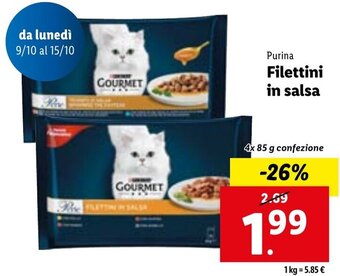 Lidl Purina Filettini in salsa 4x 85 g confezione offerta