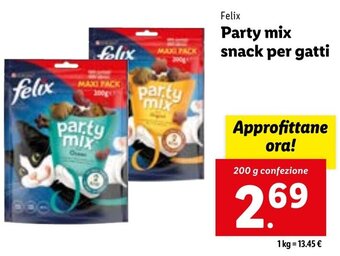 Lidl Felix Party mix snack per gatti 200 g confezione offerta