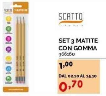 Orizzonte SCATTO SET 3 MATITE CON GOMMA offerta