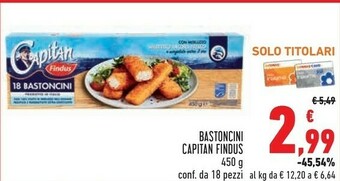 Conad Findus 18 Bastoncini Con 100% Filetti Di Merluzzo 450 G(ml) offerta