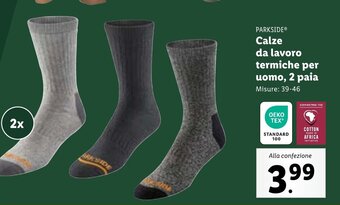 Lidl PARKSIDEⓇ Calze da lavoro termiche per uomo, 2 paia Misure: 39-46 offerta
