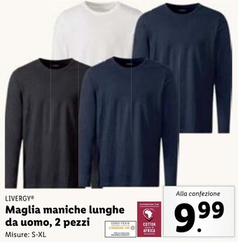 Lidl LIVERGY® Maglia maniche lunghe da uomo, 2 pezzi Misure: S-XL offerta