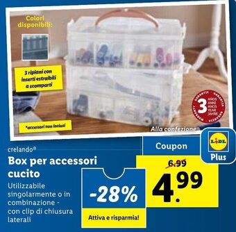 Lidl crelando® Box per accessori cucito offerta