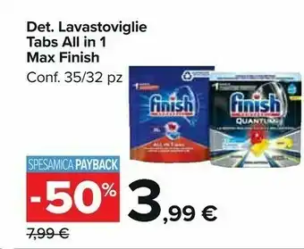 Carrefour Market Finish Detersivo Lavastoviglie Tabs All In 1 offerta