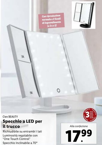 Lidl Cien BEAUTY Specchio a LED per il trucco offerta