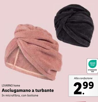 Lidl LIVARNO home Asciugamano a turbante In microfibra, con bottone offerta