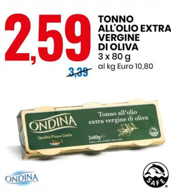 Eurospin TONNO ALL'OLIO EXTRA VERGINE DI OLIVA 3 x 80 g offerta