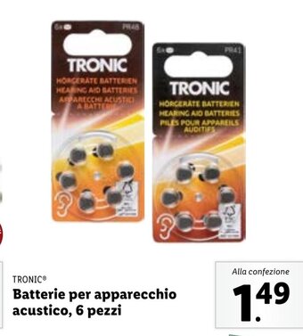 Lidl TRONIC® Batterie per apparecchio acustico, 6 pezzi offerta