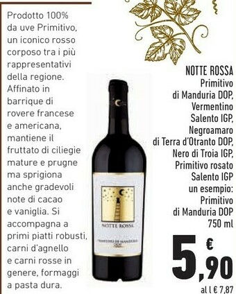 Conad Notte rossa Primitivo Di Manduria Dop offerta