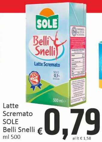 Latte Scremato SOLE Belli Snelli ml 500