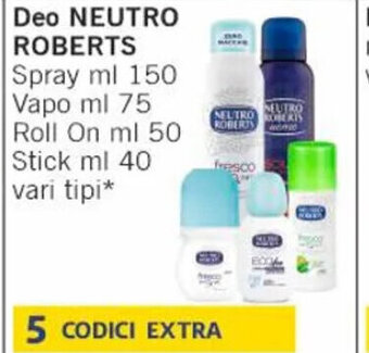 Paghi Poco Deo NEUTRO ROBERTS Spray ml 150 Vapo ml 75 Roll On ml 50 Stick ml 40 vari tipi offerta