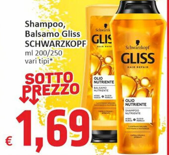 Shampoo, Balsamo Gliss SCHWARZKOPF ml 200/250 vari tipi