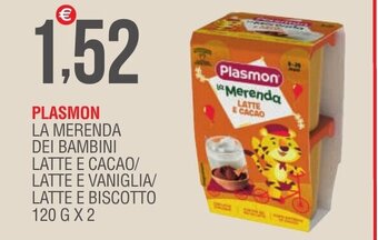 PLASMON LA MERENDA DEI BAMBINI LATTE E CACAO/ LATTE E VANIGLIA/ LATTE E BISCOTTO 120 G X 2