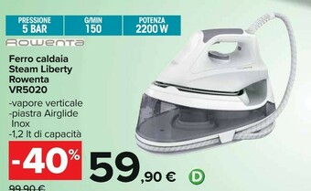 Carrefour Rowenta Ferro da stiro con caldaia offerta