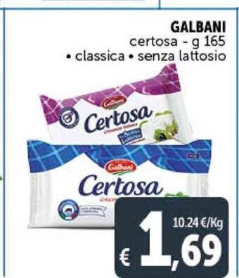 Deco Supermercati GALBANI certosa - g 165 • classica • senza lattosio offerta