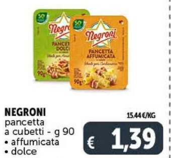 Deco Supermercati NEGRONI pancetta a cubetti - g 90 affumicata dolce offerta
