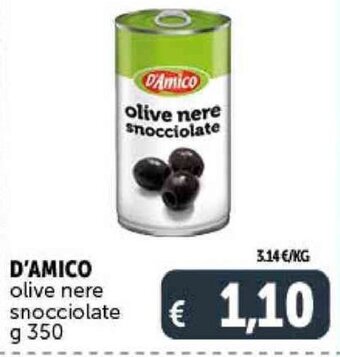 Deco Supermercati D'AMICO olive nere snocciolate g 350 offerta