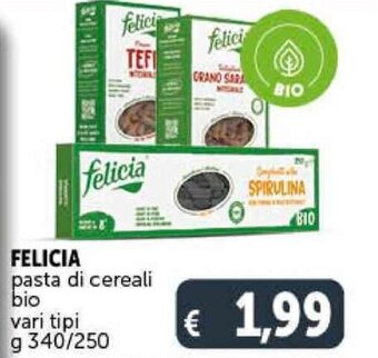 Deco Supermercati FELICIA pasta di cereali bio vari tipi g 340/250 offerta