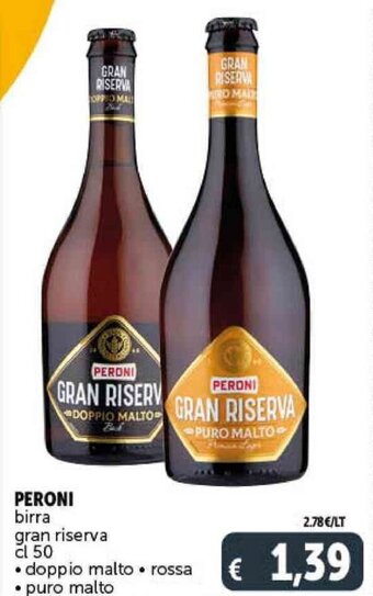 Deco Supermercati PERONI birra gran riserva cl 50 • doppio malto • rossa • puro malto offerta