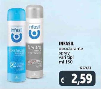Deco Supermercati INFASIL deodorante spray vari tipi ml 150 offerta