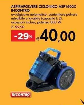 Bennet ASPIRAPOLVERE CICLONICO ASP1602C INCONTRO offerta