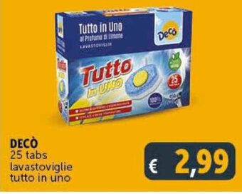 Deco Supermercati DECÒ 25 tabs lavastoviglie tutto in uno offerta