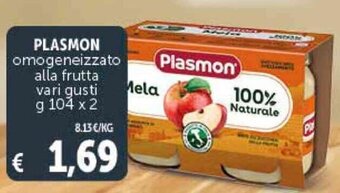 Deco Supermercati PLASMON omogeneizzato alla frutta vari gusti g 104 x 2 offerta