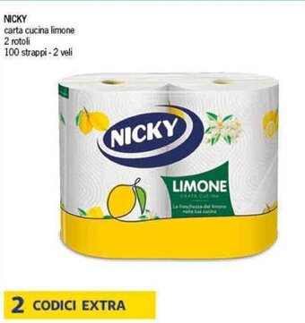 Deco Supermercati NICKY carta cucina limone 2 rotoli 100 strappi -2 veli offerta