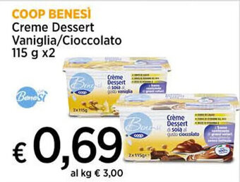 Ipercoop COOP BENESÌ Creme Dessert Vaniglia/Cioccolato 115 g x2 offerta
