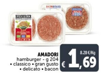 Deco Supermercati AMADORI hamburger - g 204 • classico • gran gusto • delicato • bacon offerta