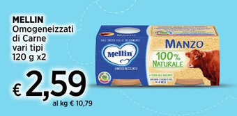 Ipercoop MELLIN Omogeneizzati di Carne vari tipi 120 g x2 offerta