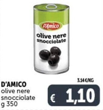 Deco Supermercati D'AMICO olive nere snocciolate g 350 offerta