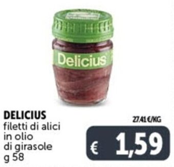 Deco Supermercati DELICIUS filetti di alici in olio di girasole g 58 offerta