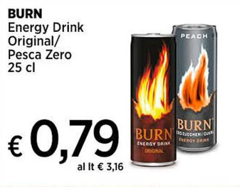 BURN Energy Drink Original/ Pesca Zero 25 cl